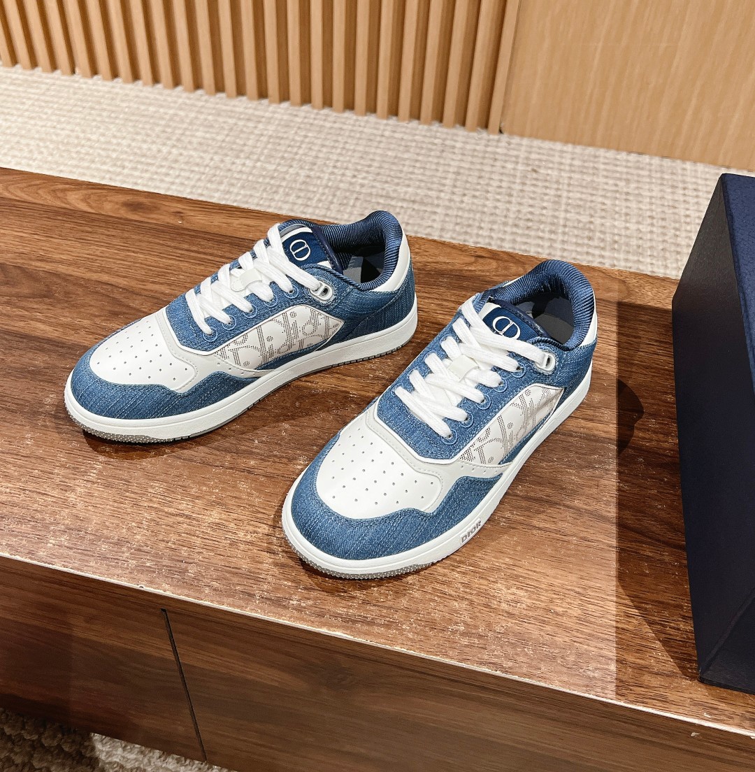Dior B27 leather low sneakers blue