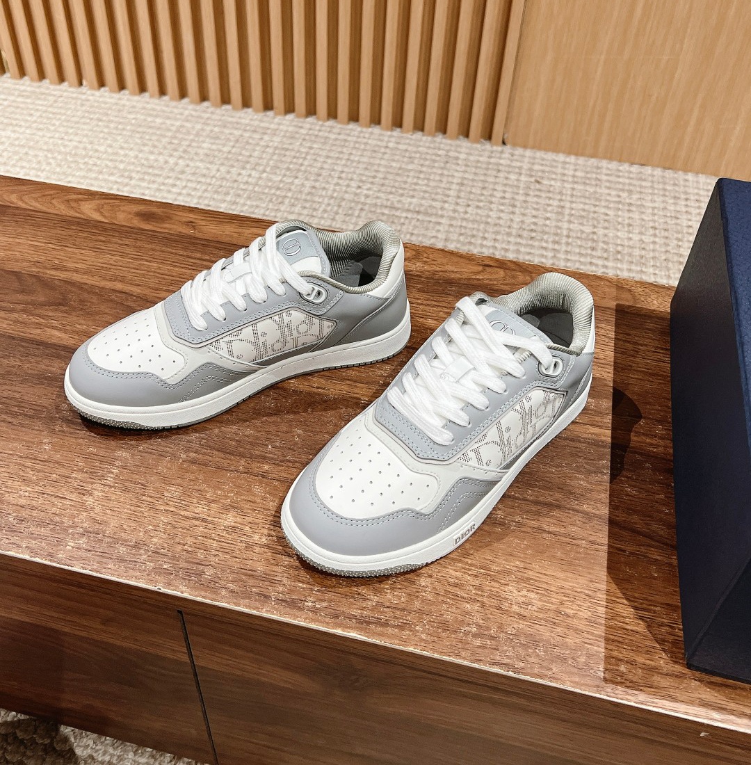 Dior B27 leather low sneakers grey