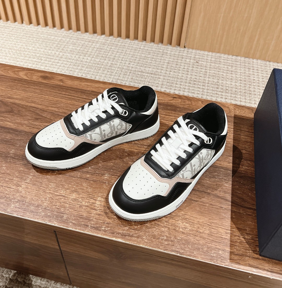 Dior B27 leather low sneakers black white grey