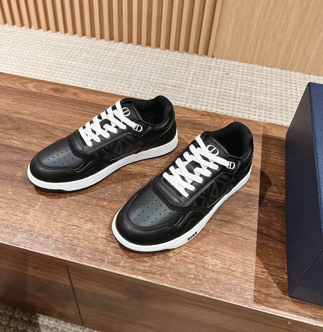 Dior B27 leather low sneakers black white