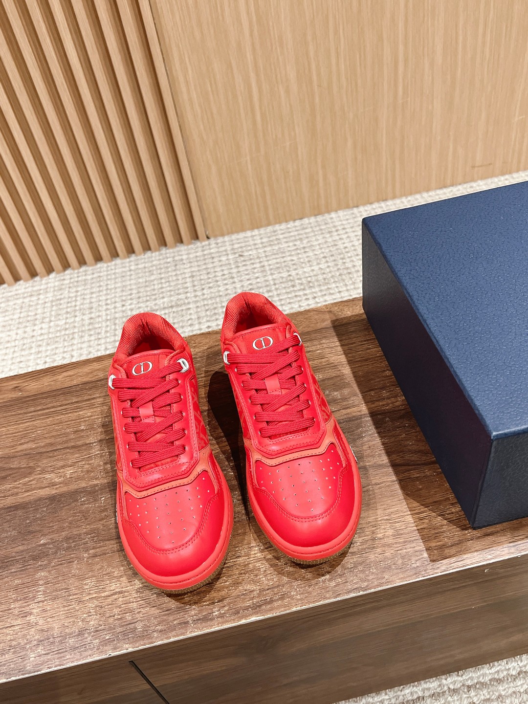 Dior B27 leather low sneakers red