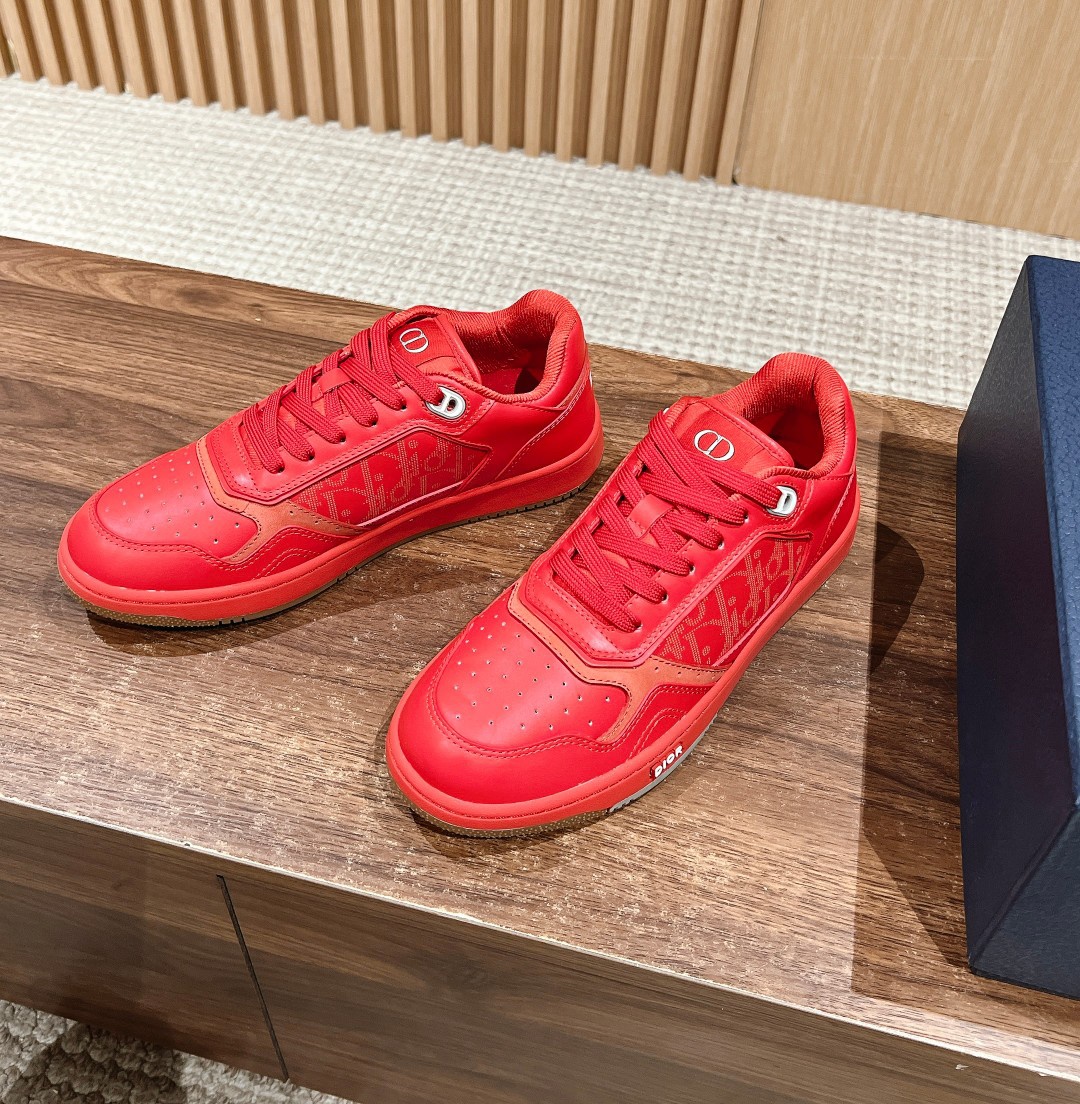 Dior B27 leather low sneakers red