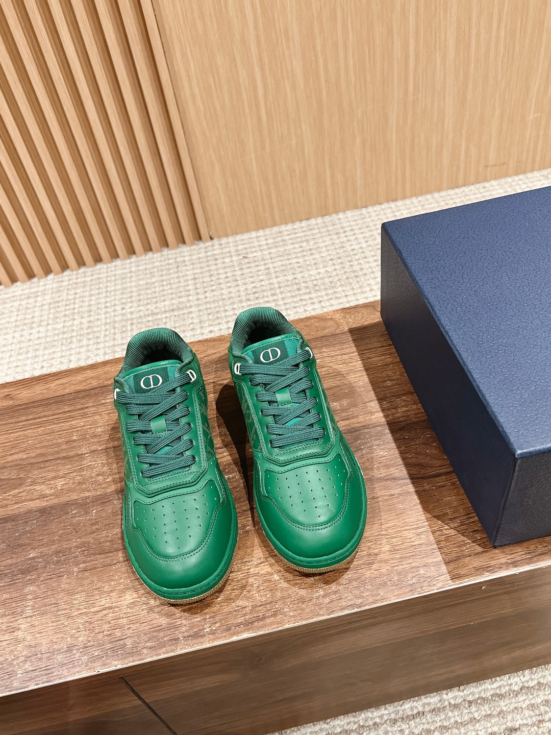 Dior B27 leather low sneakers green