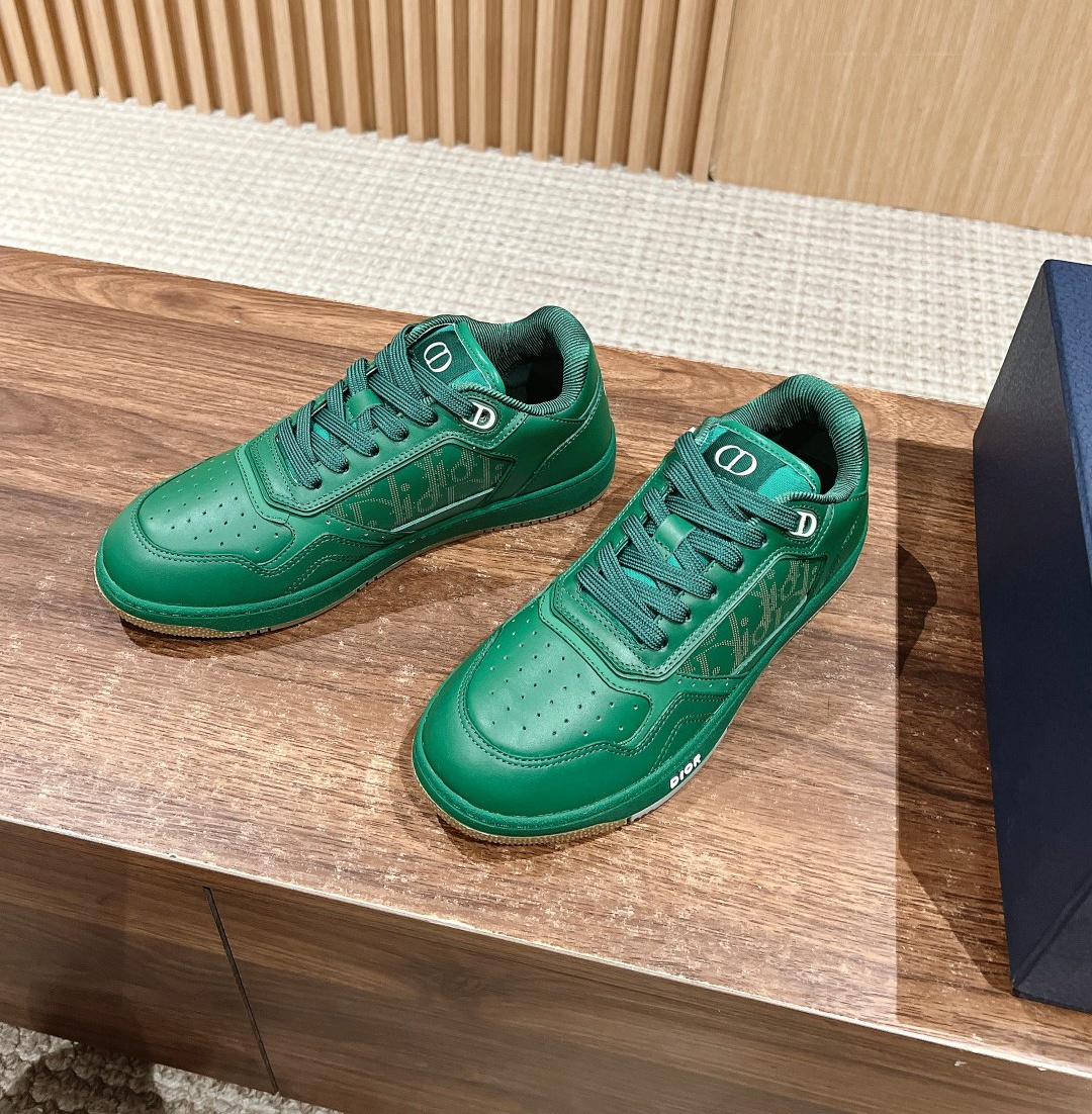 Dior B27 leather low sneakers green