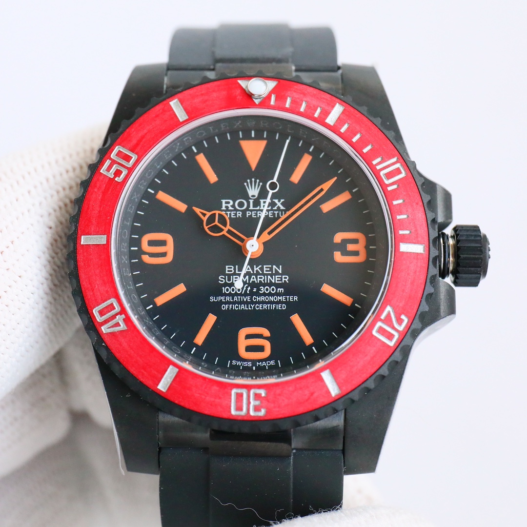 Rolex blaken Submariner Modified black red