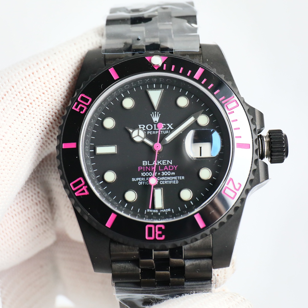 Rolex blaken Submariner Modified  Black grey pink