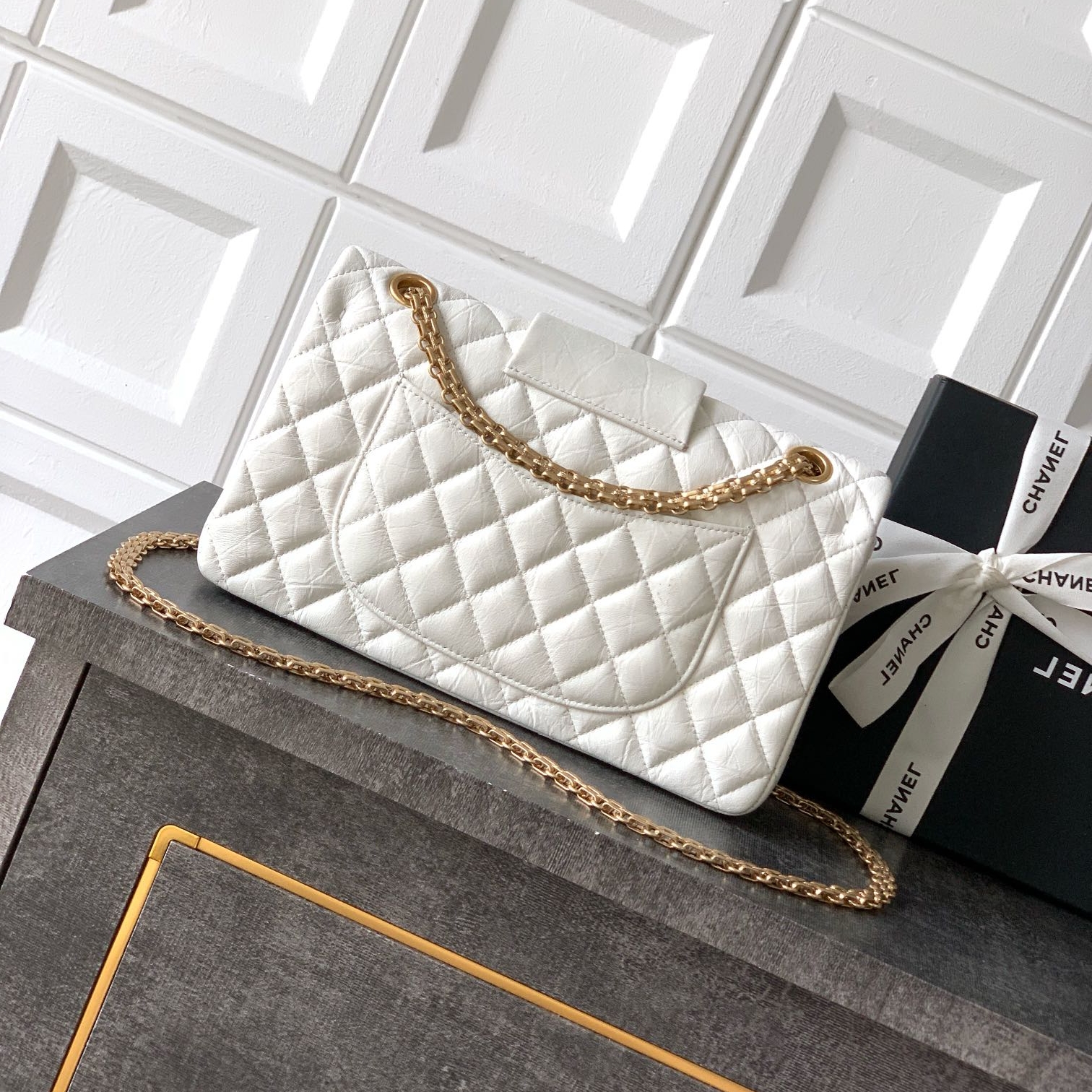 Chanel CF Limited release Moscow badge 2.55 chain bag White