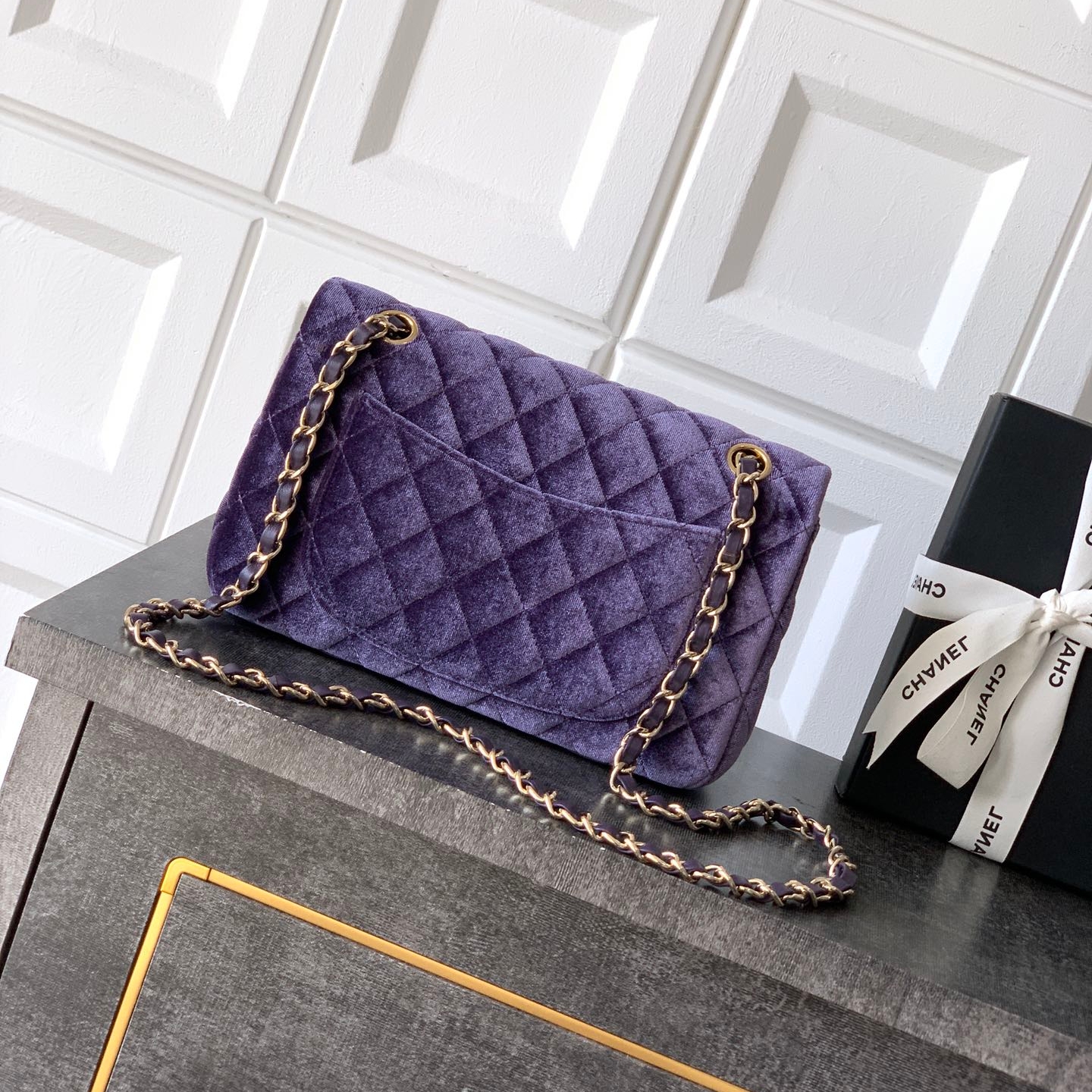 Chanel CF 23C velvet chain bag Purple