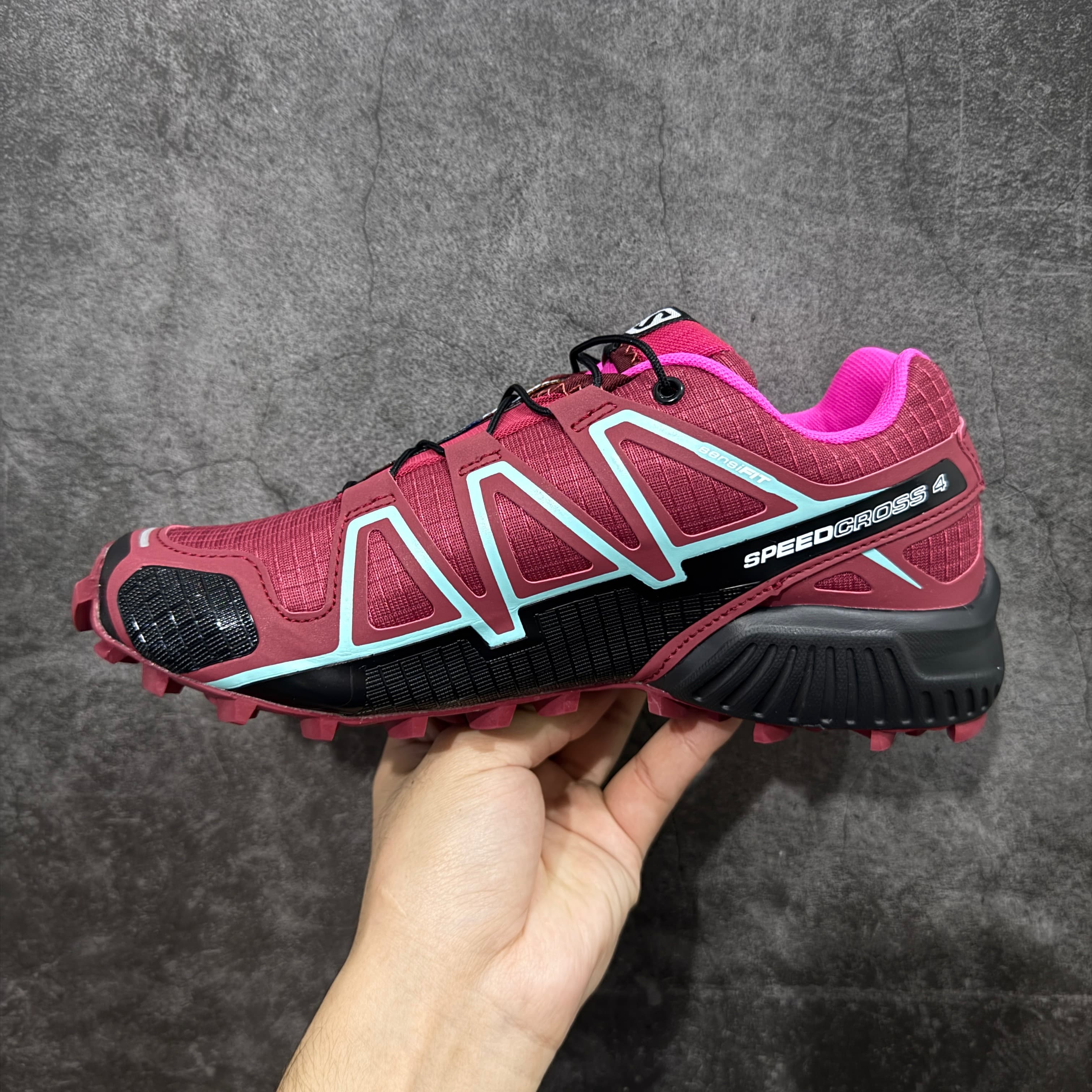 Salomon Speed Cross 4 Fabric leather sports shoes pink