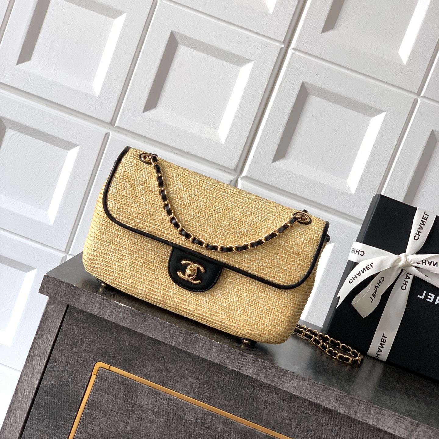 Chanel 26C flag bag Beige Large