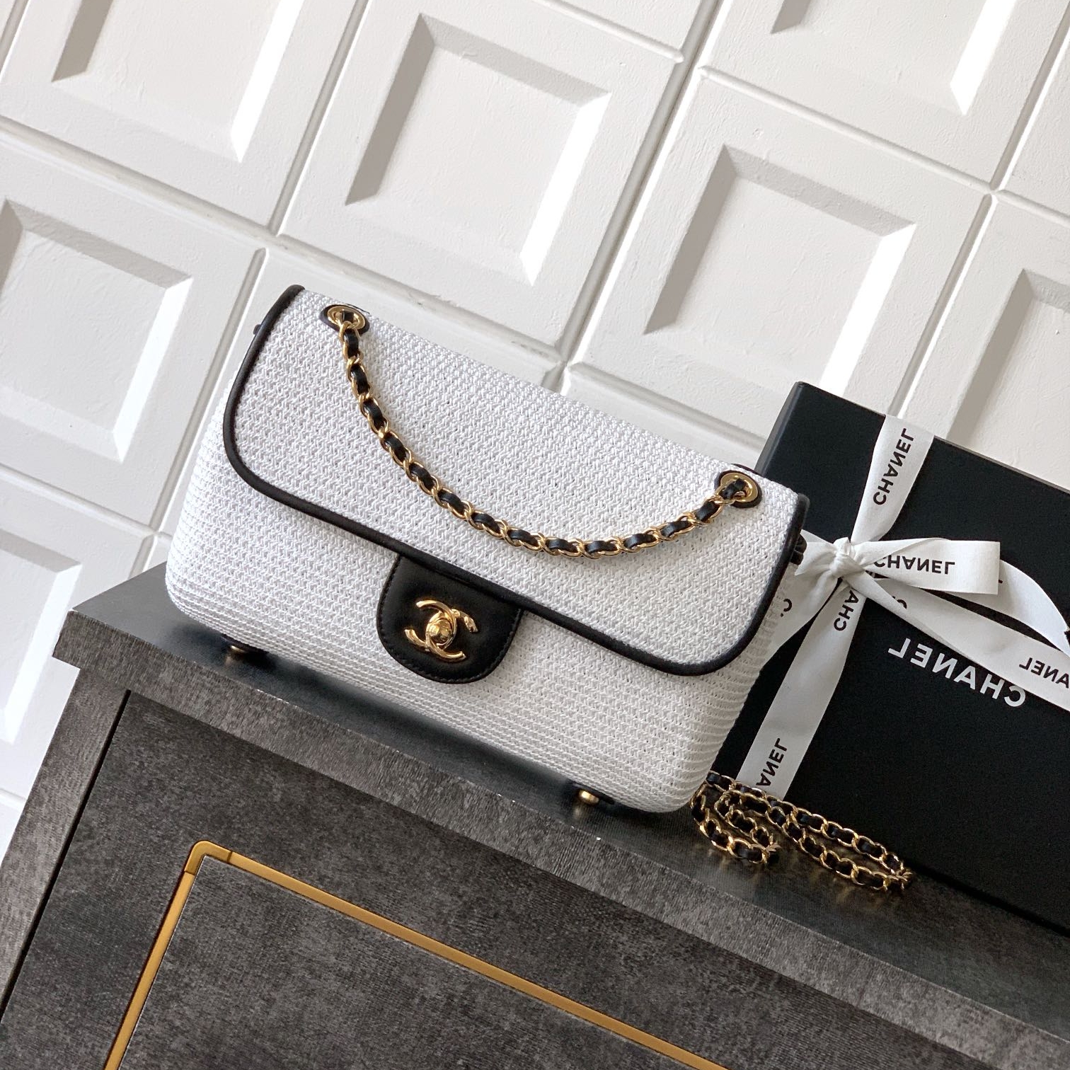 Chanel 26C flag bag Grey Large