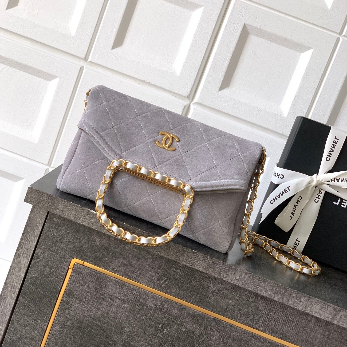 Chanel 26C shopping handbag Grey Mini