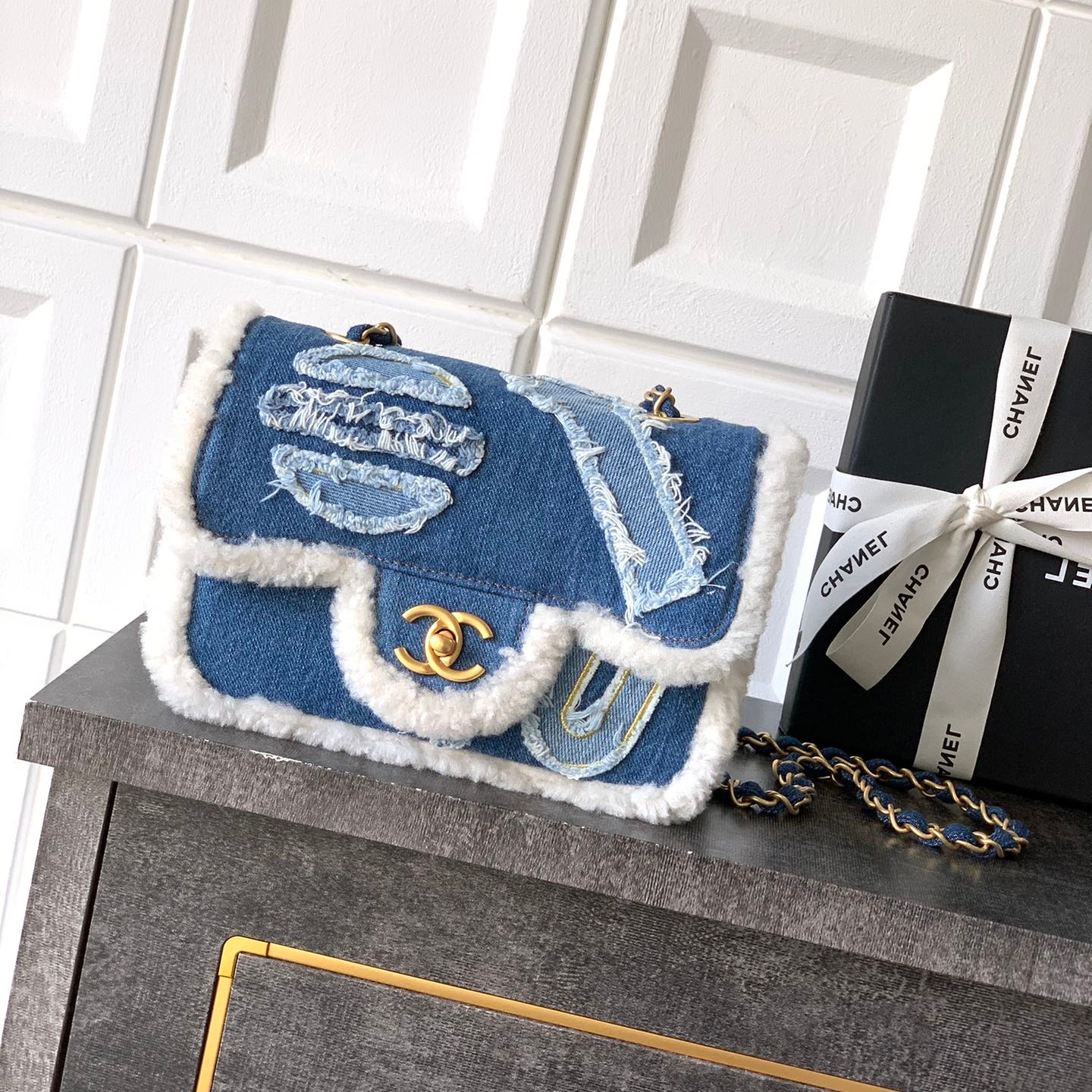 Chanel CF denim flap bag mini
