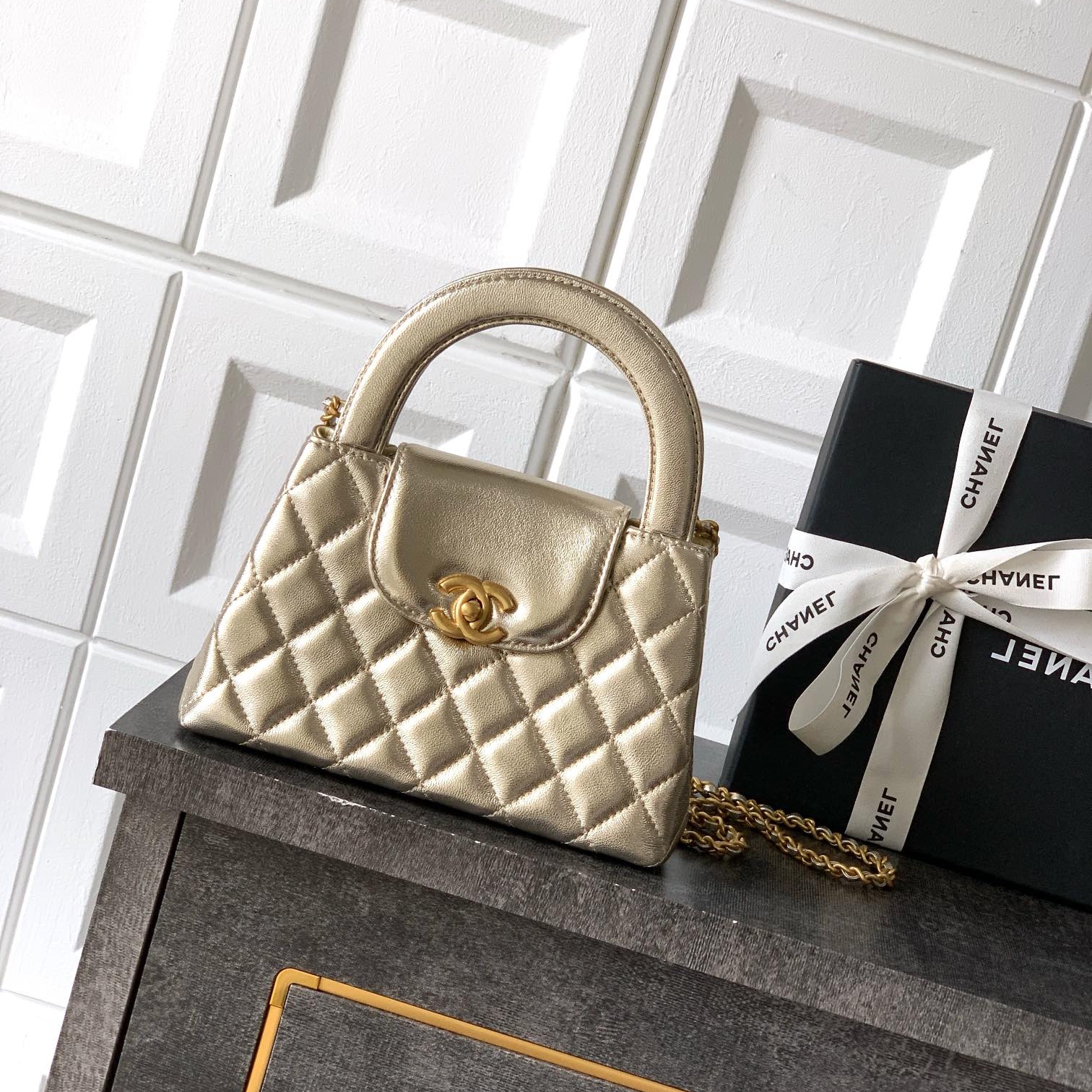 Chanel 25A Kelly samll shopping bag Champagne Gold