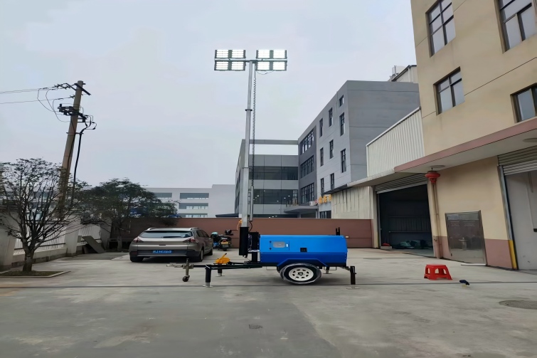 Kubato Engine 4x350W LED Light Tower Start Test Diesel Generator 9M Mast Mobile Trailer Mining Construction Lighting Light Tower Price Emergency Lighting