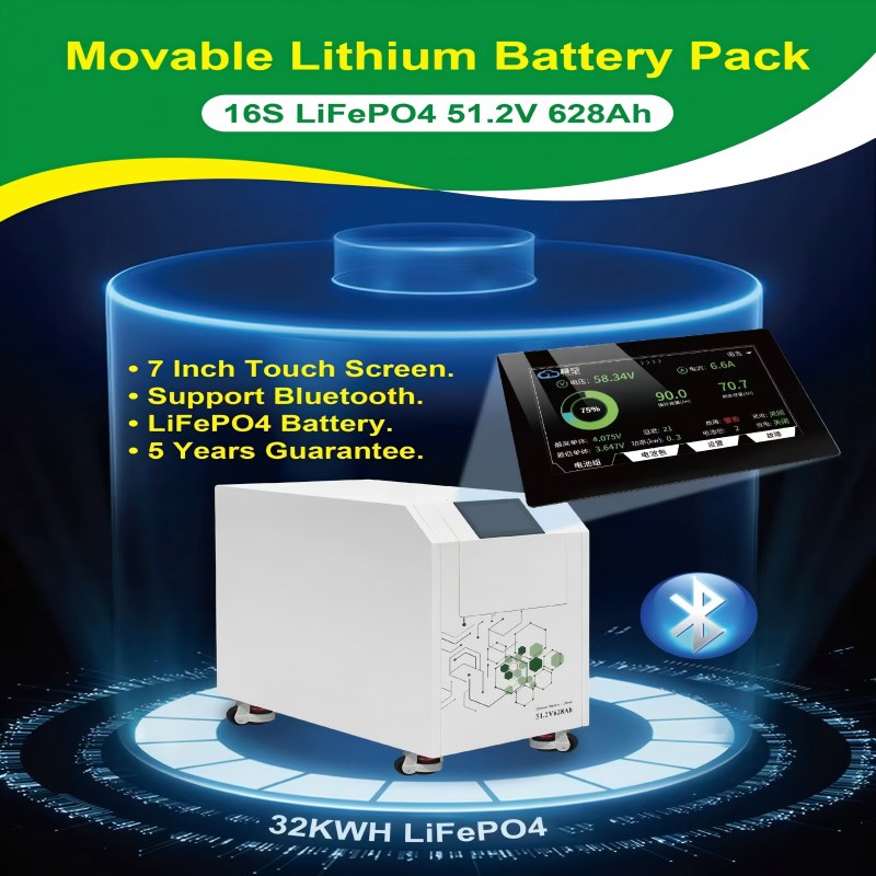 32KWH LiFePO4 16S LiFePO4 51.2V 628Ah Power 50hz 60hz LiFePO4 Battery 5 Years Guarantee Solar Generators
