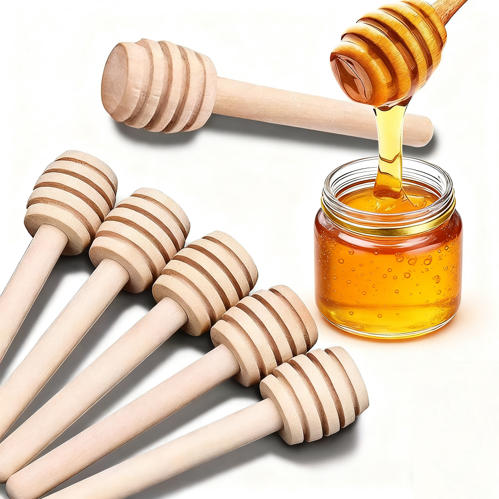 Wooden Honey Mixing Stirrer Honey Dipper Sticks Honey Spoon (5 pcs)