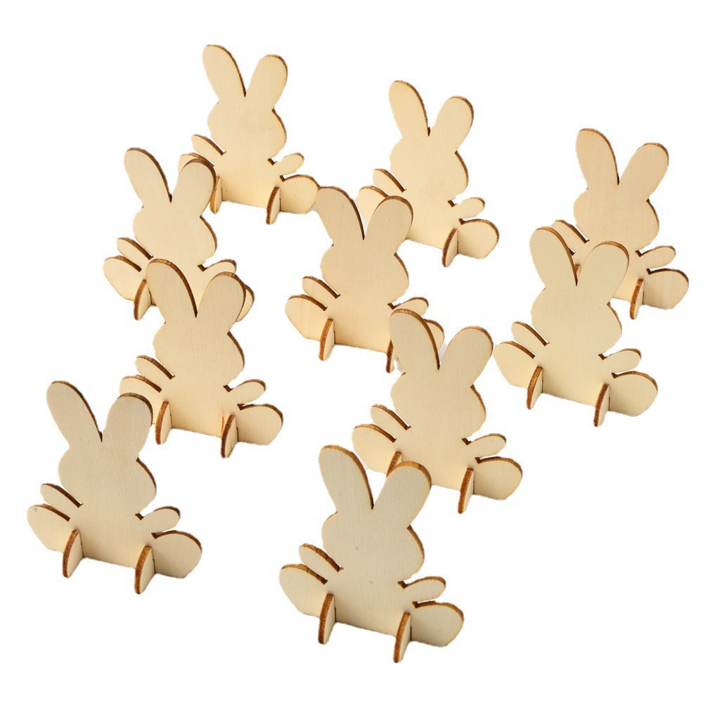 Wooden Easter Bunny 3D Cutouts DIY Painting Table