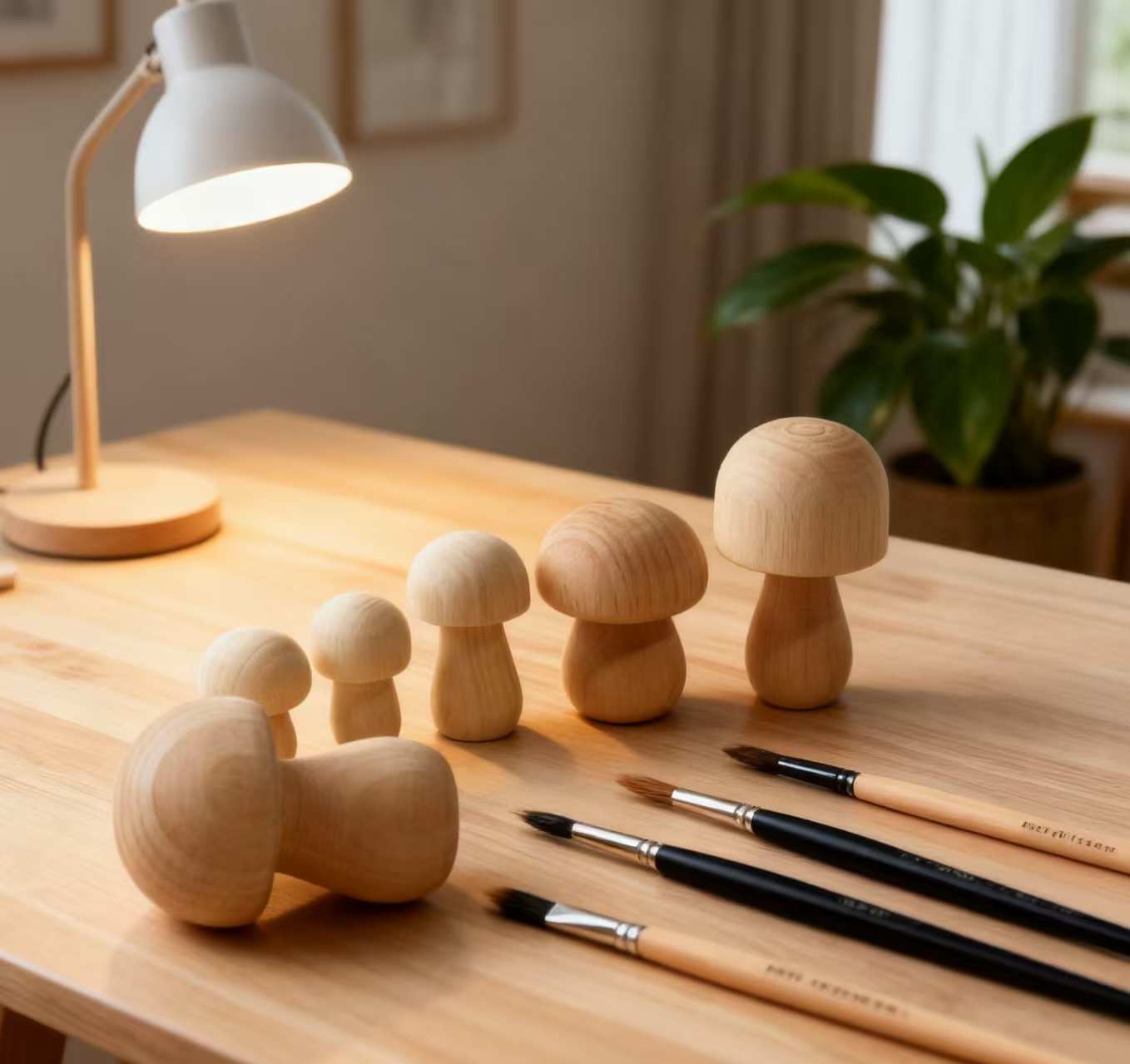 10pcs Unfinished Wooden Mushroom Modelsfor DlY Painting Creative Art Toys Smooth SurfaceDecor for Home and Garden