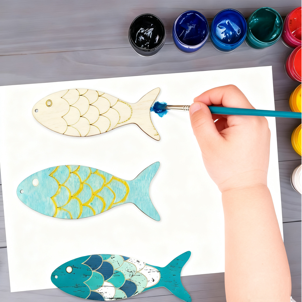 20pcs Fish Wood DIY Crafts Cutouts 