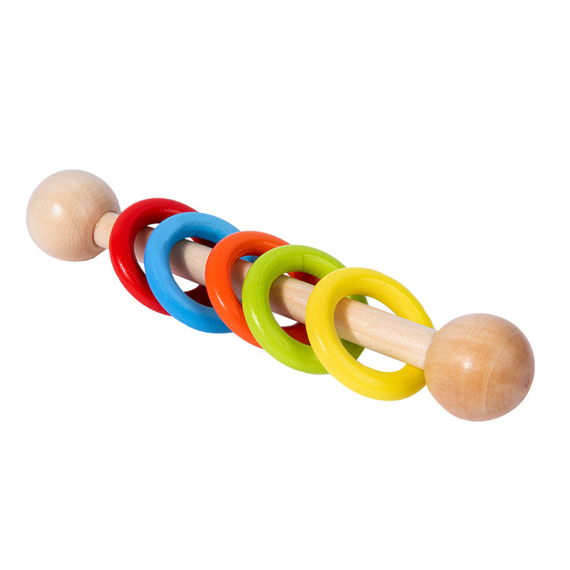 Children's wooden colored rattle puzzle toy.