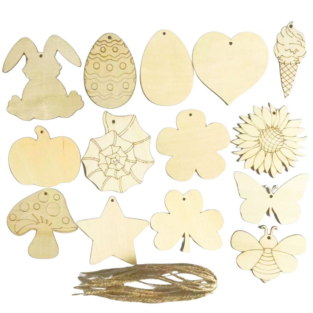 Unfinished Wood Hollow Out Home Decorative Plaques, Blank DIY Craft Hanging Ornaments for Easter, Christmas, Thanksgiving.