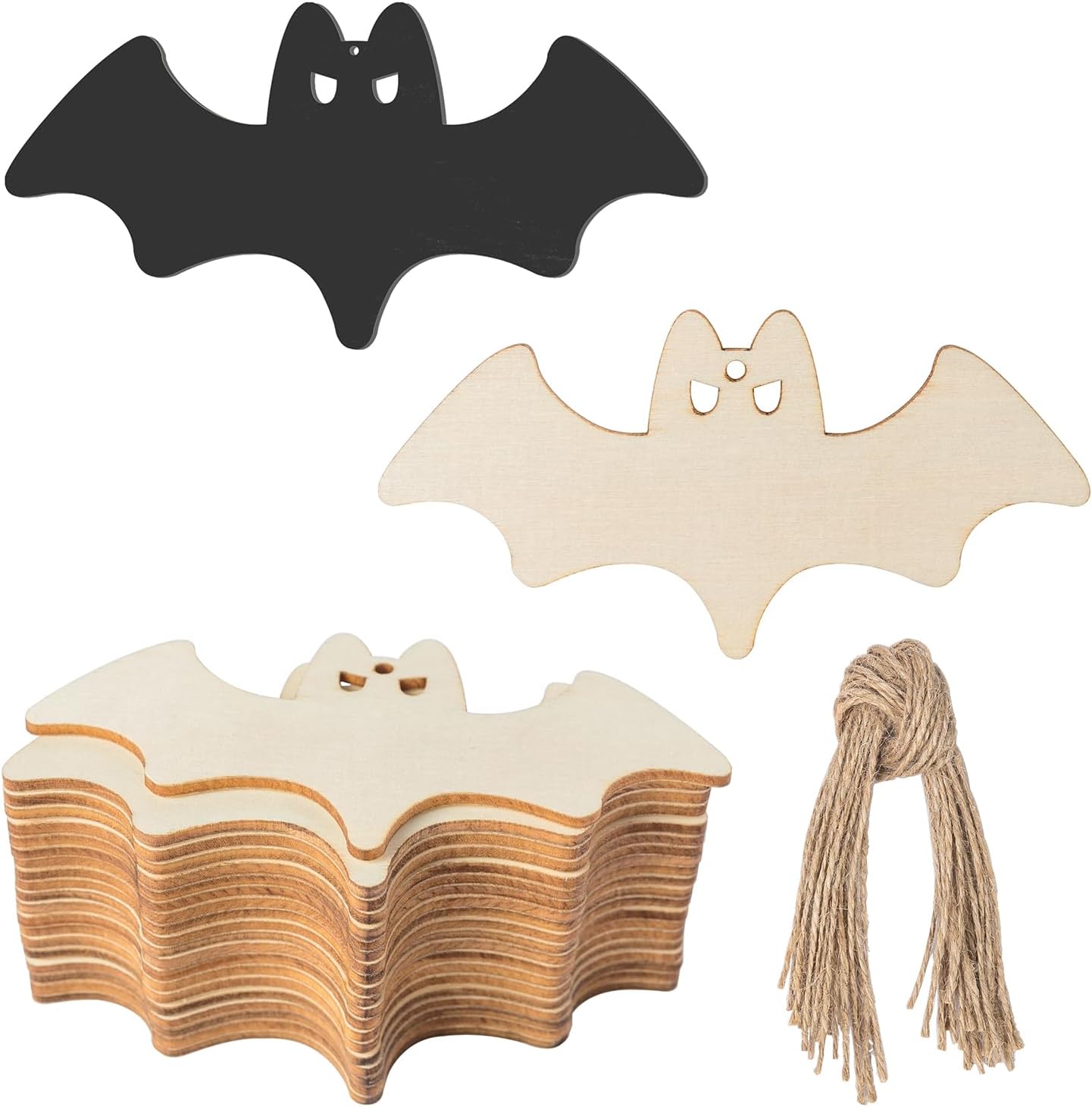 Unfinished Flying Bats DIY Wood Bats Shaped Ornaments - 20Pcs Halloween, Christmas, Wedding, Birthday, Thanksgiving Decoration