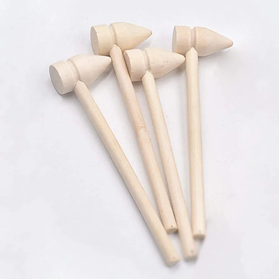 10pcs Gourd Wood Hammers,Nut Crab Lobster Mallets, Craft Toys for Kids, Floral White