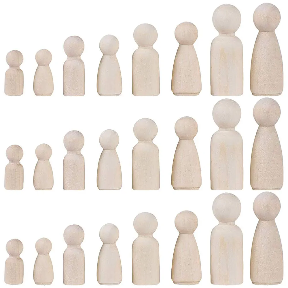Wooden Figures for Painting, 24 Wooden Figures Toy Figures Craft Wooden Dolls Nativity Figures Toy Figures Man Woman Boy Girl Children