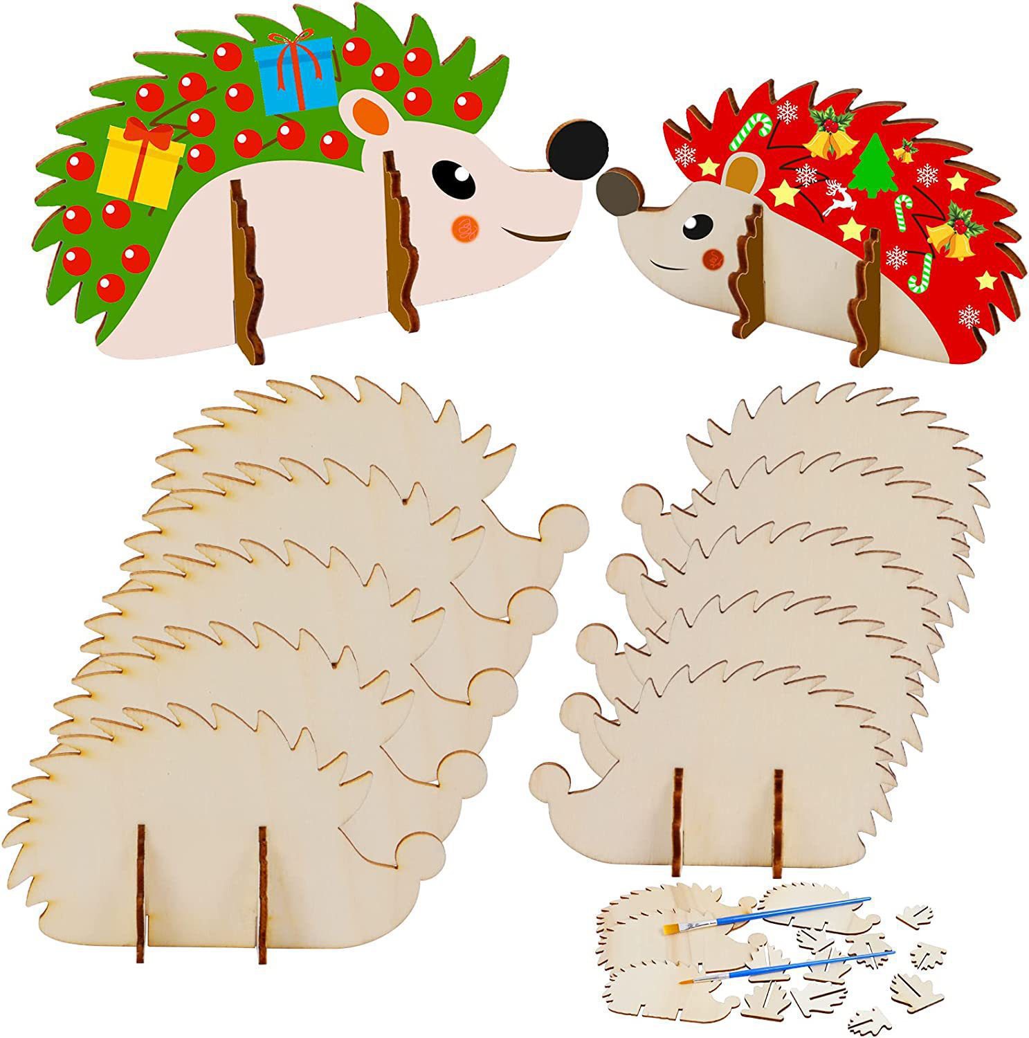 Christmas Hedgehog Plywood Decor Set