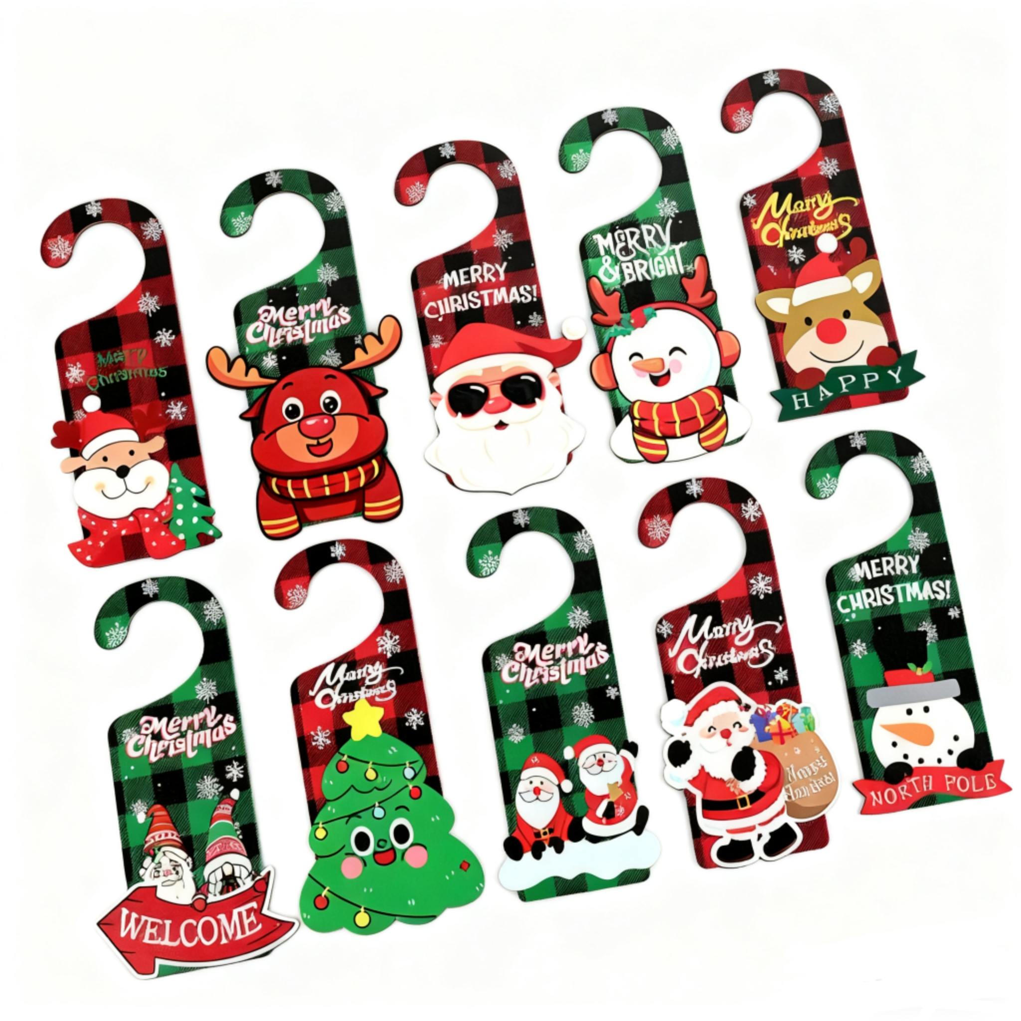 Christmas Door Hanger Decorations Cute Holiday Doorknob Ornaments Indoor Knob Sign Hangers