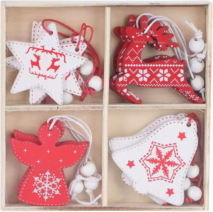 12pcs Christmas Tree Hanging Ornaments, Festive Small Decorations, Xmas Pend Set for Home Party, Holiday Season.