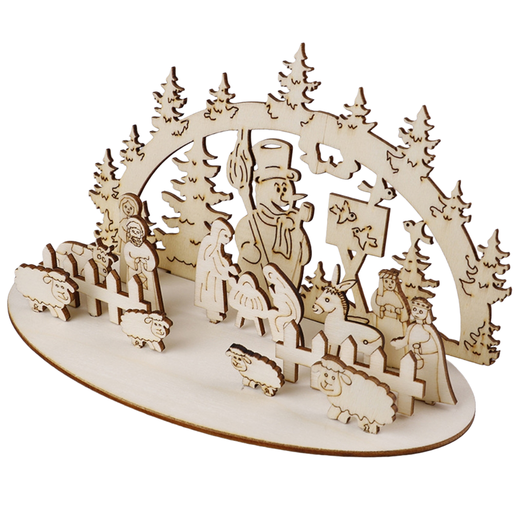 Wooden construction kit crib 15 parts plywood 20x10x8 cm