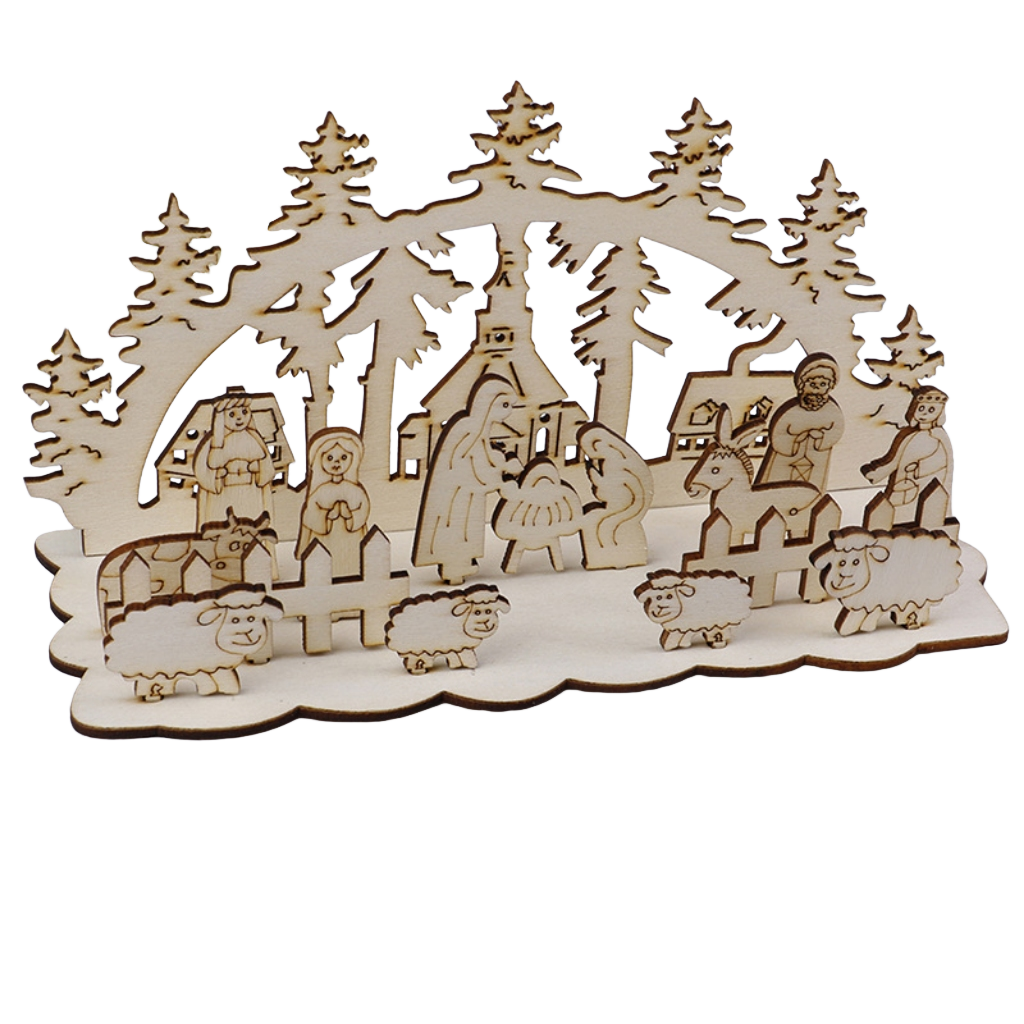 Wooden construction kit crib 15 parts plywood 20x10x8 cm