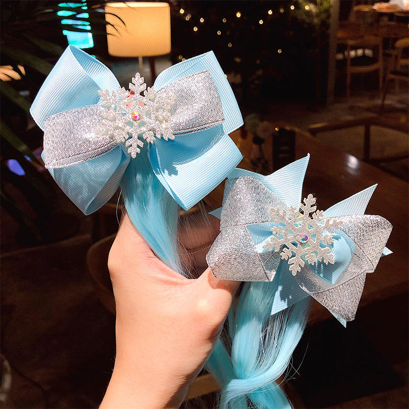 Princess Elsa Kid's Mini Hairpin Long Wig Hair Clip & Ponytails Sweet Style Glitter Baby Hairpins