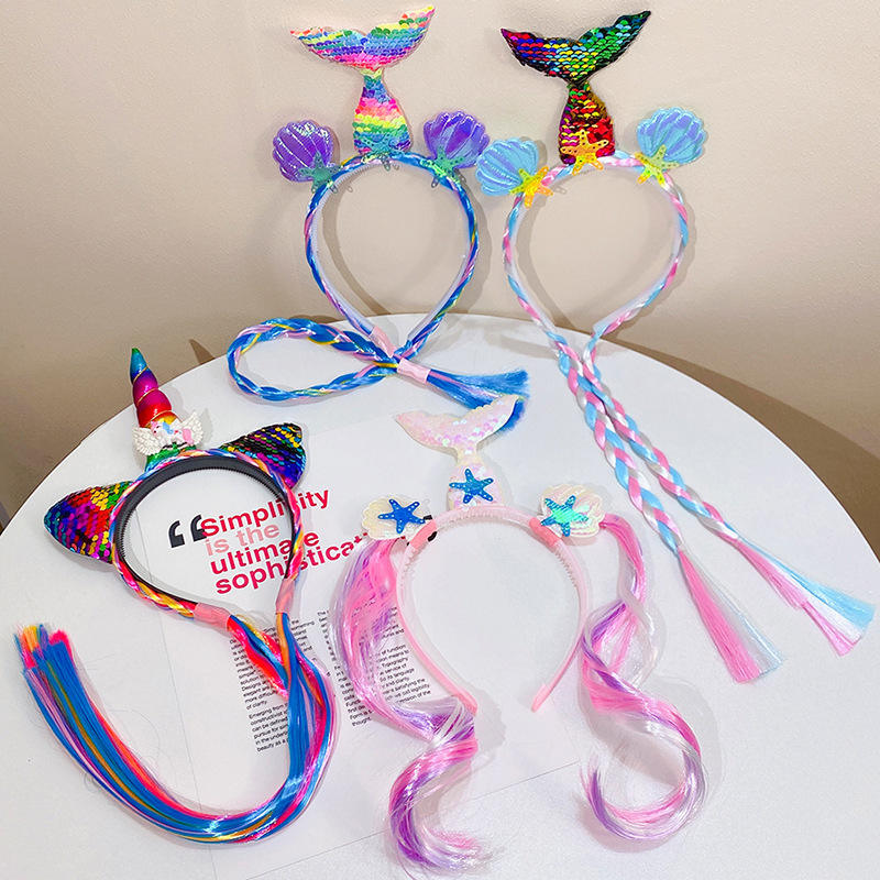 Factory Wholesale Designer Rainbow Sequined Headbands Fashion Hair Accessories for Kids for Party and Baby Headbands