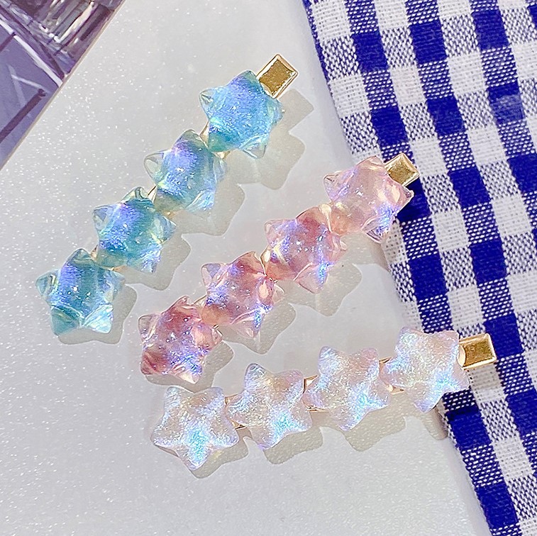Cute Acrylic Sweet Girl Hairpin Crystal Star Hair Clip for Women's Bangs Womens Hair Clips