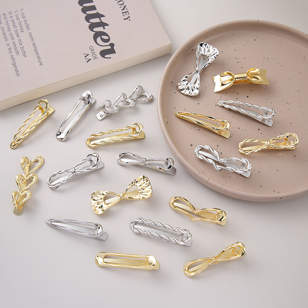 Glossy Gold Wholesale Hair Barrette Elegant Fashion Irregular Metal Hair Clip Silver Gold Alloy Hair Clip