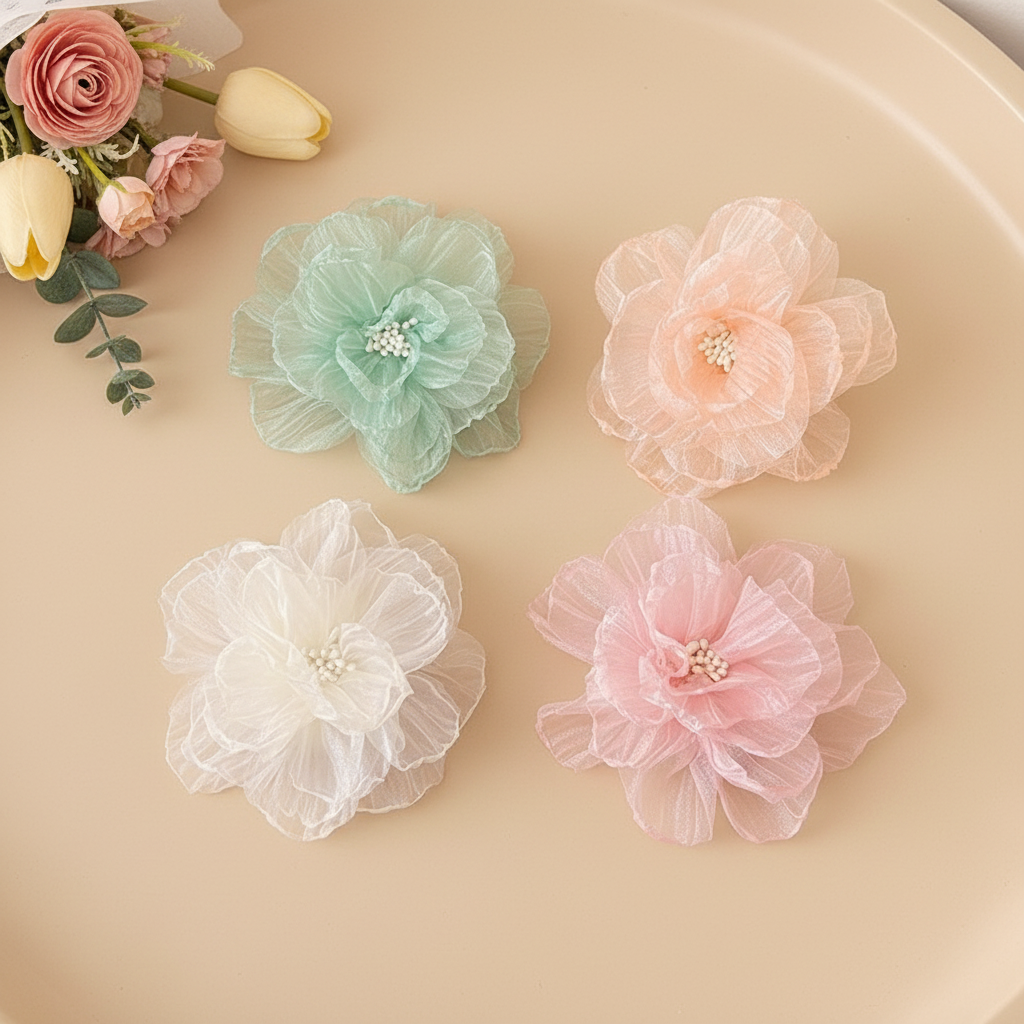 Early Spring Super Fairy Duckbill Side Clip New Bangs Sweet Handmade Fabric Girl's Camellia Flower Hair Gift