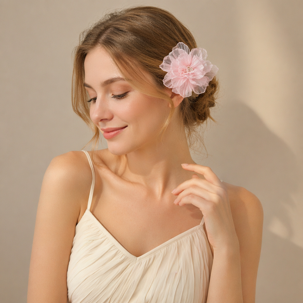 Summer Seaside Aesthetic | A Product Note on the Sheer Tulle Flower Hair Clip