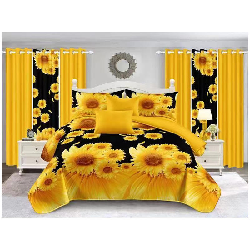 Customize Logo Good Quality king Size Quilt 9 Pieces Quilt Sets and Curtains