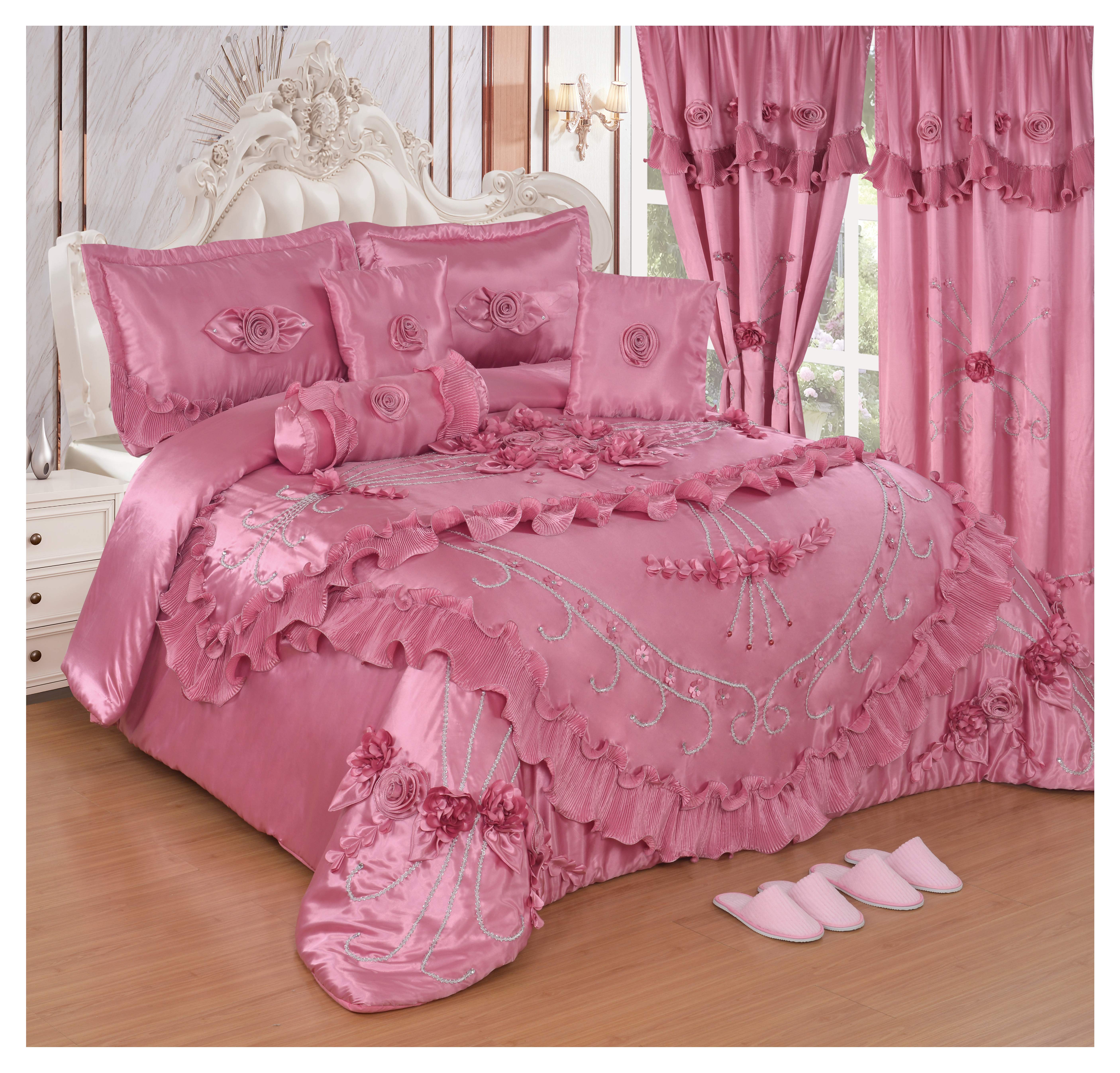 10 Pieces in 1 Set Luxury Comforter with Curtains Set