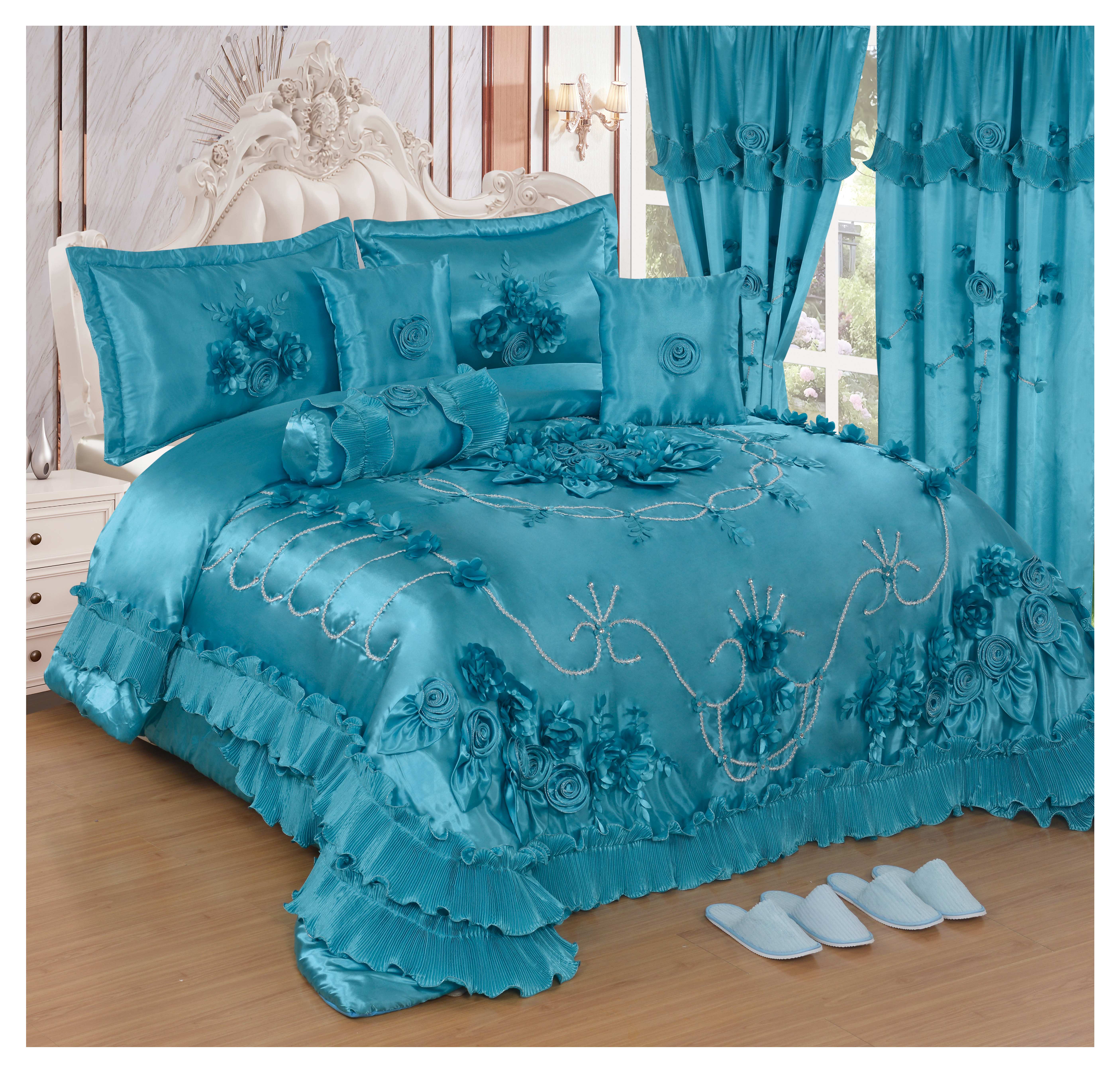 10 Pieces in 1 Set Luxury Comforter with Curtains Set