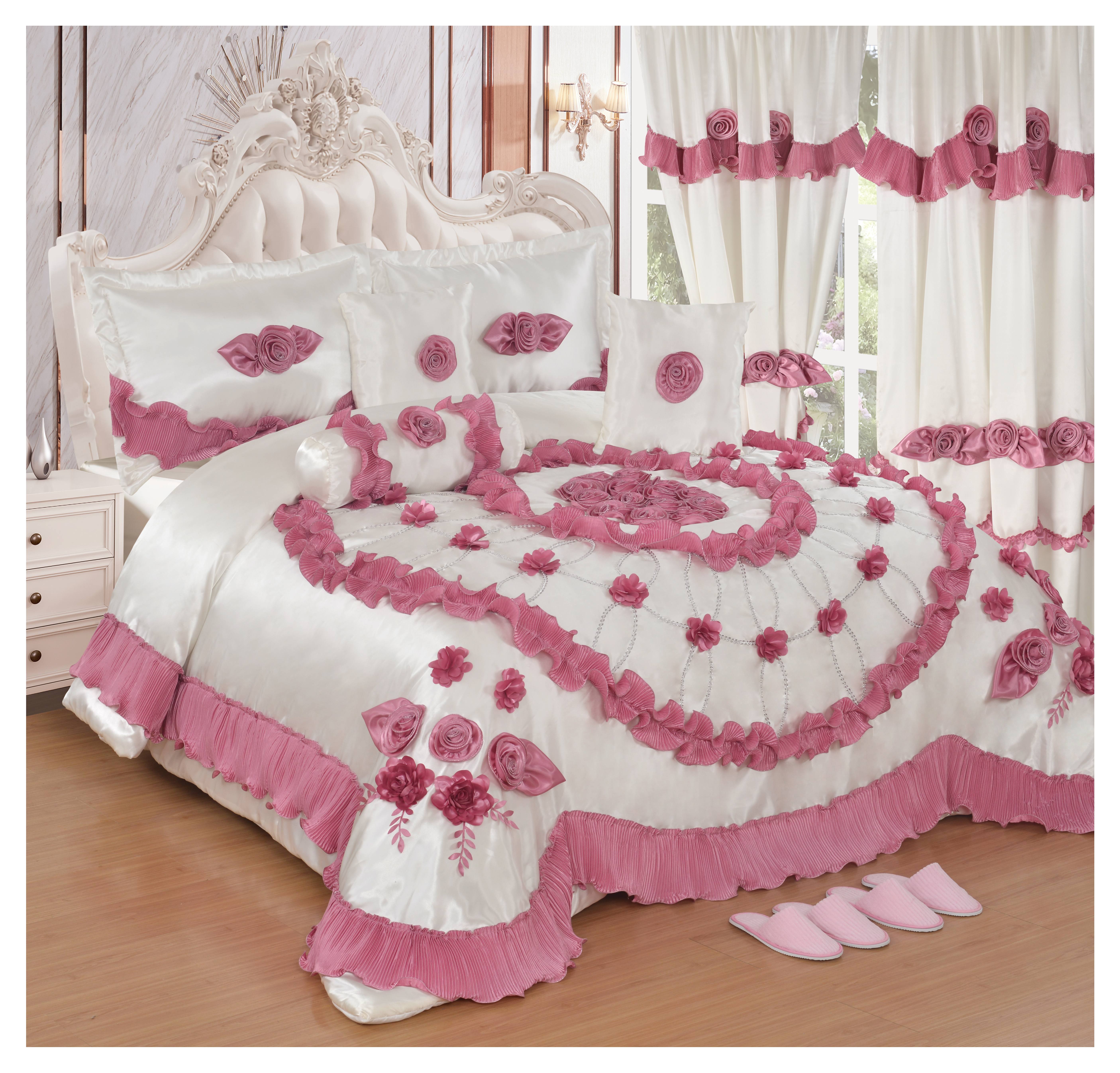 10 Pieces in 1 Set Luxury Comforter with Curtains Set
