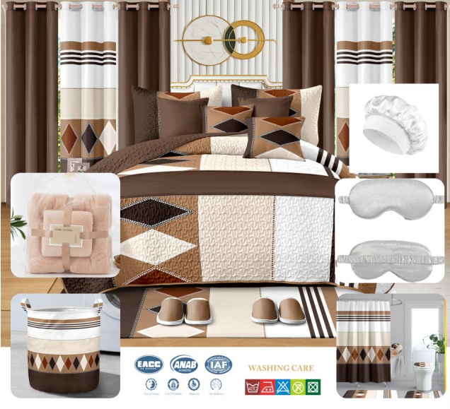 30 Pieces in 1 Set Bedspread with Curtains