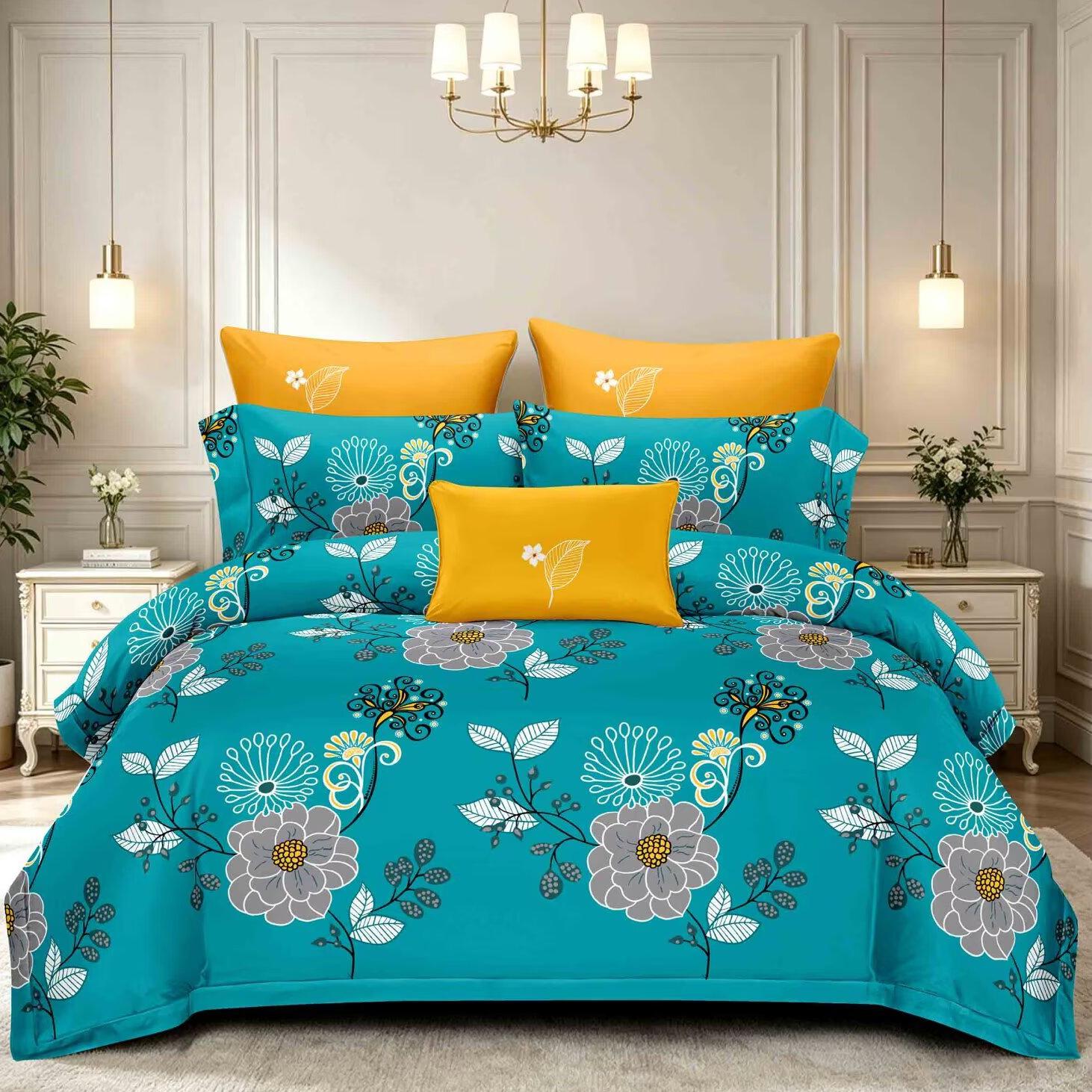3 in 1Microfiber Printed Bed Sheet with 2 Pillowcase for Hotel Custom Size Bed Sheet Sets