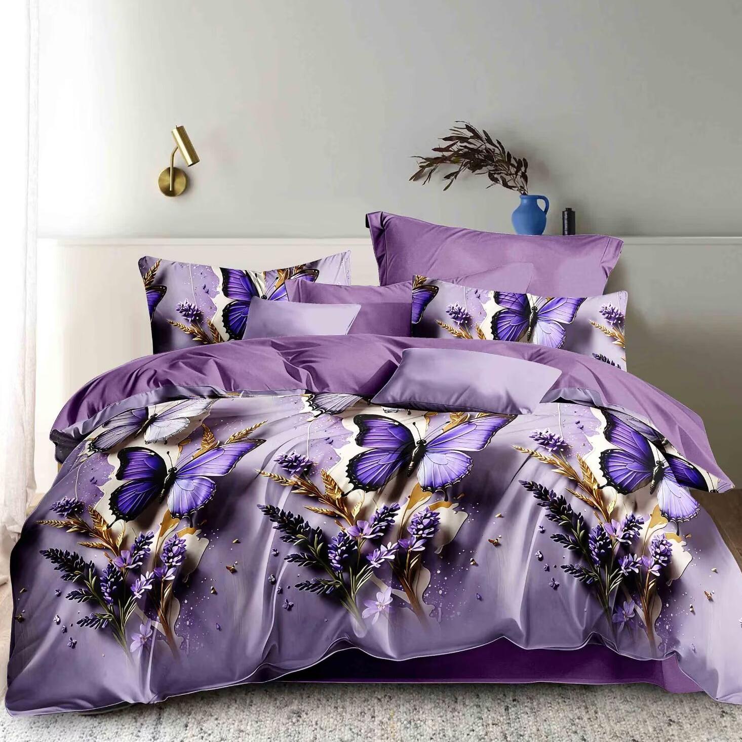 Breathable Fabric Bedding Sets 4 In 1 Duvet Cover Set 130GSM Printed Color For Master Bedroom Hotel