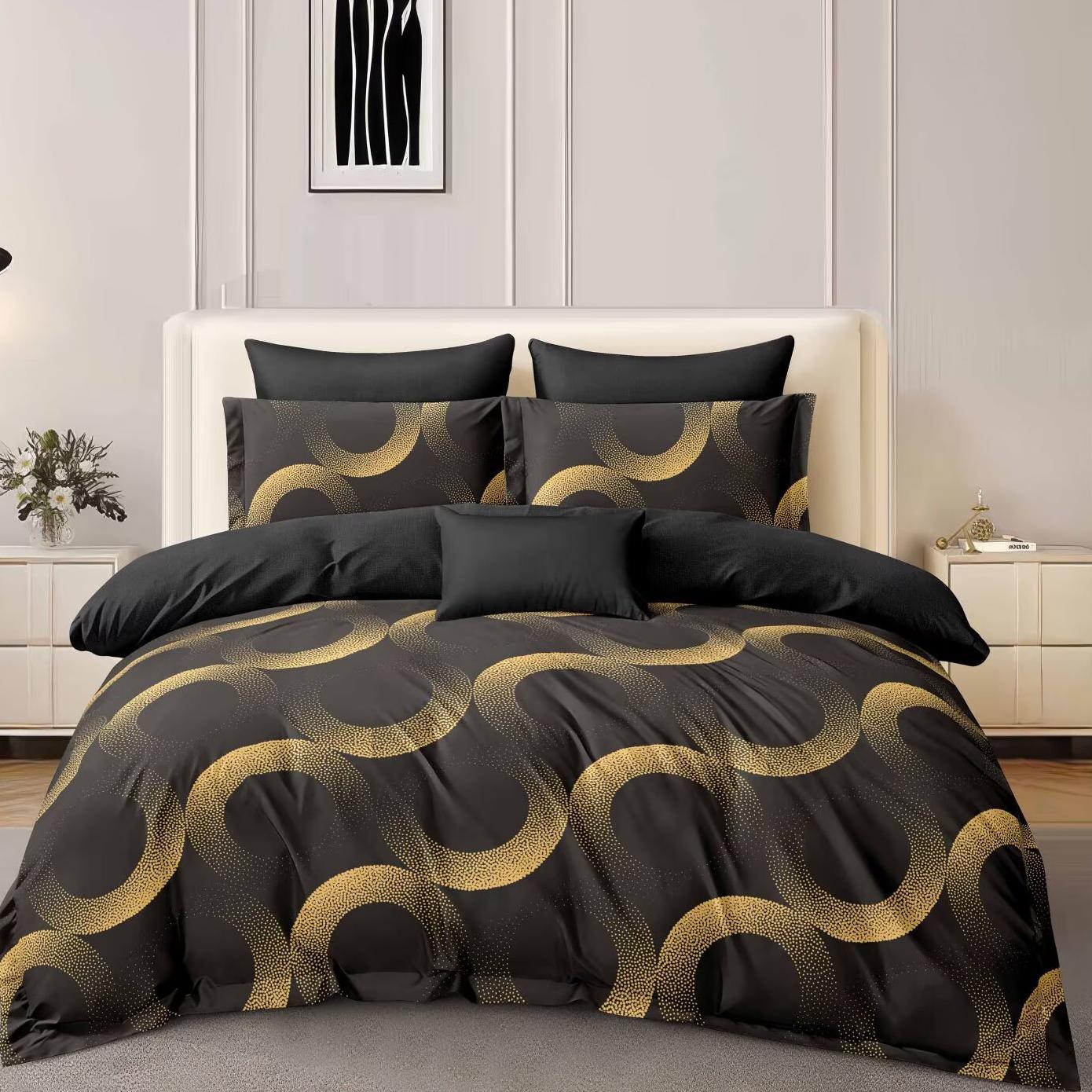 Breathable Fabric Bedding Sets 4 In 1 Duvet Cover Set 130GSM Printed Color For Master Bedroom Hotel