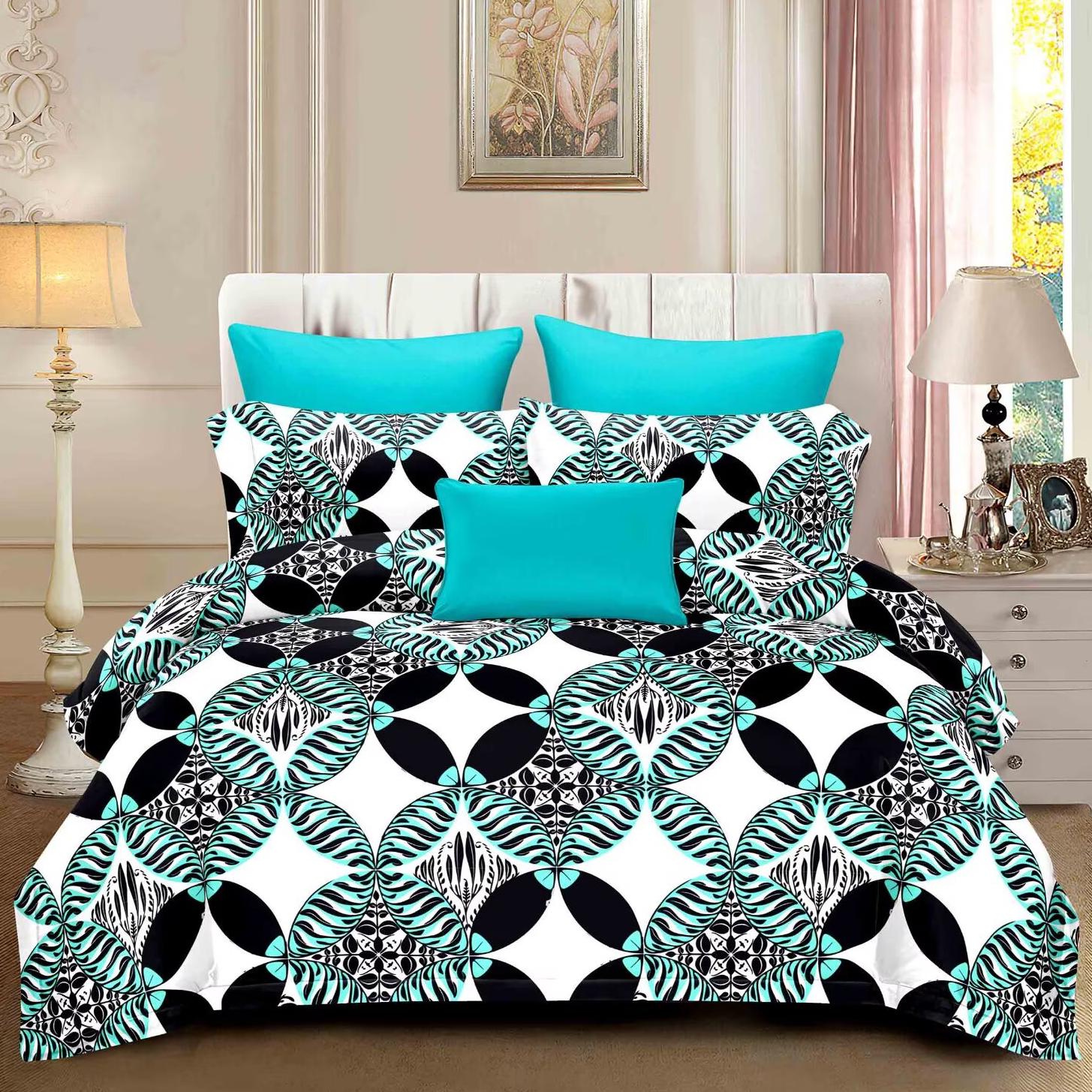 Luxury Woven Printed Duvet Cover Set 4-Piece Floral Eco-Friendly King & Queen Size Soft Fabric for Home & Hotel Use