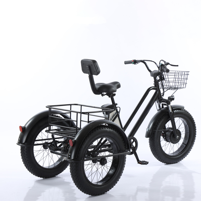 3 Wheel Electric Bike 20inch Fat Tire Trike 3 Wheel Electric Tricycle Three Wheels Adult Cargo Electric Bike Bicycle